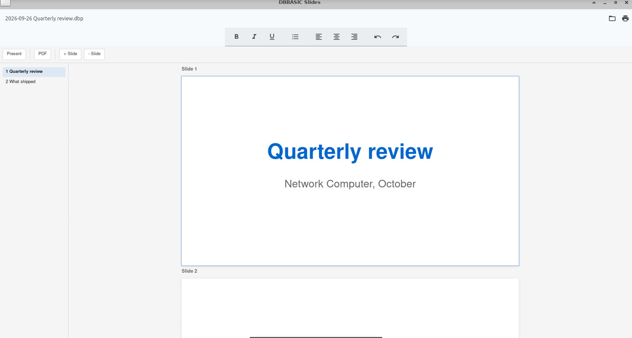 Slides editing a presentation